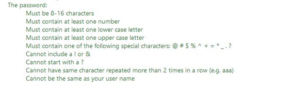 Microsoft (e company store) dumb password rule screenshot