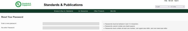 UL Standards dumb password rule screenshot